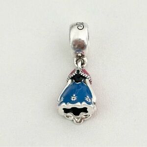 Pandora Disney Princess Anna Dress Blue Pink Enamel Dangle Charm